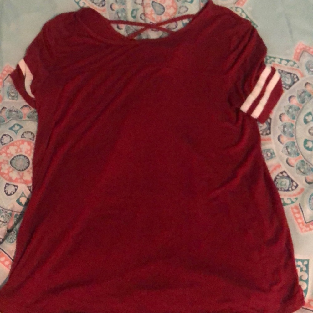 Maroon and White Top